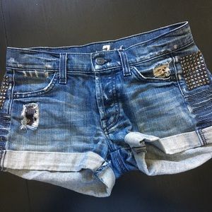 7 For All Mankind Studded Jean Shorts 24